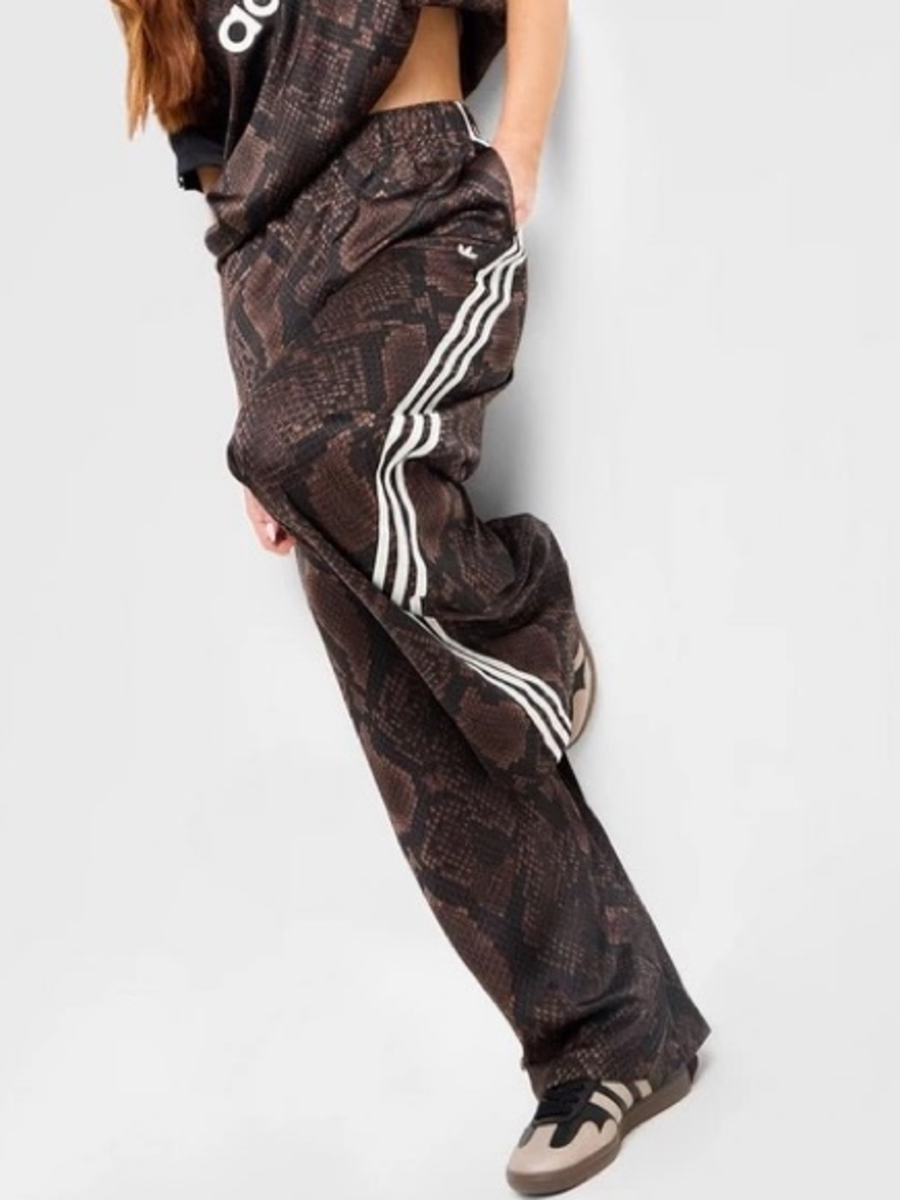 NWT ✨XS - adidas snake print satin wide leg pants